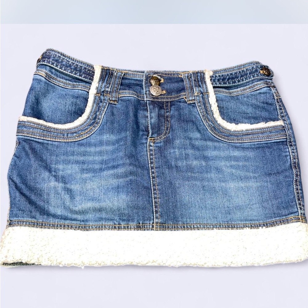 Denim Mini Skirt with White Trim
